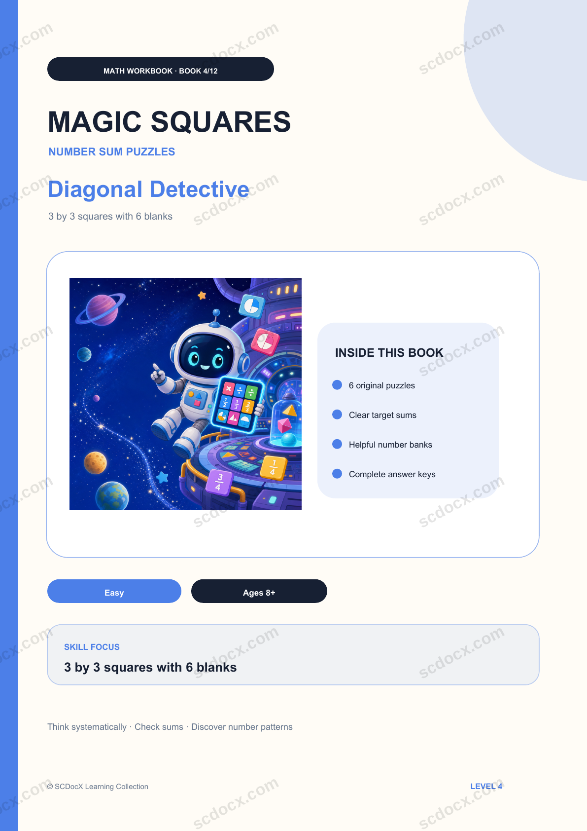 Magic Squares Level 4 | Diagonal Detective with Answers