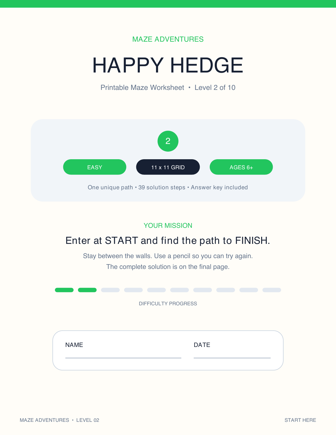 Free Printable Maze: Happy Hedge - Level 2 (Easy)