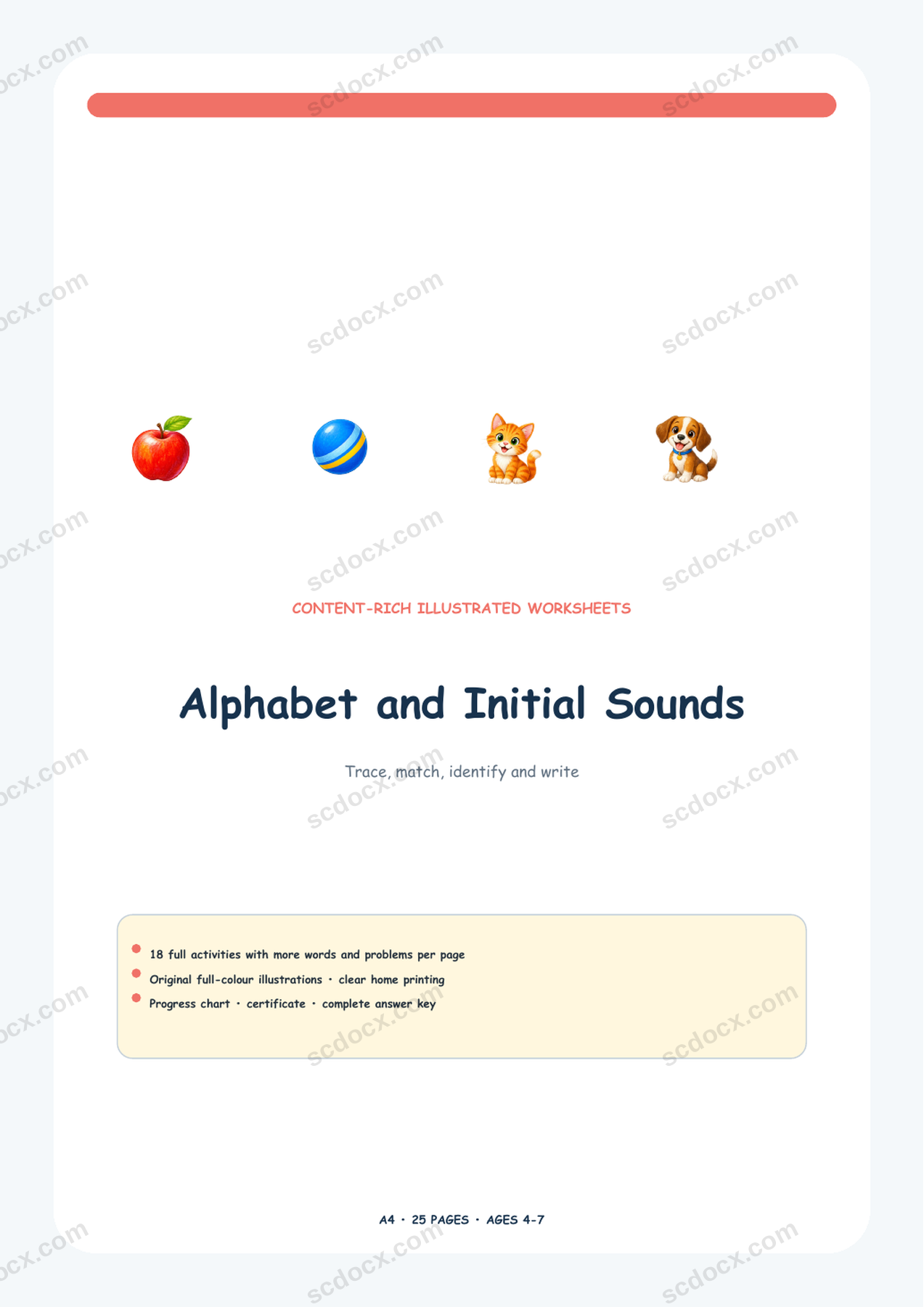 Alphabet and Initial Sounds | 18 activities + answer keys | A4 | Australian Edition