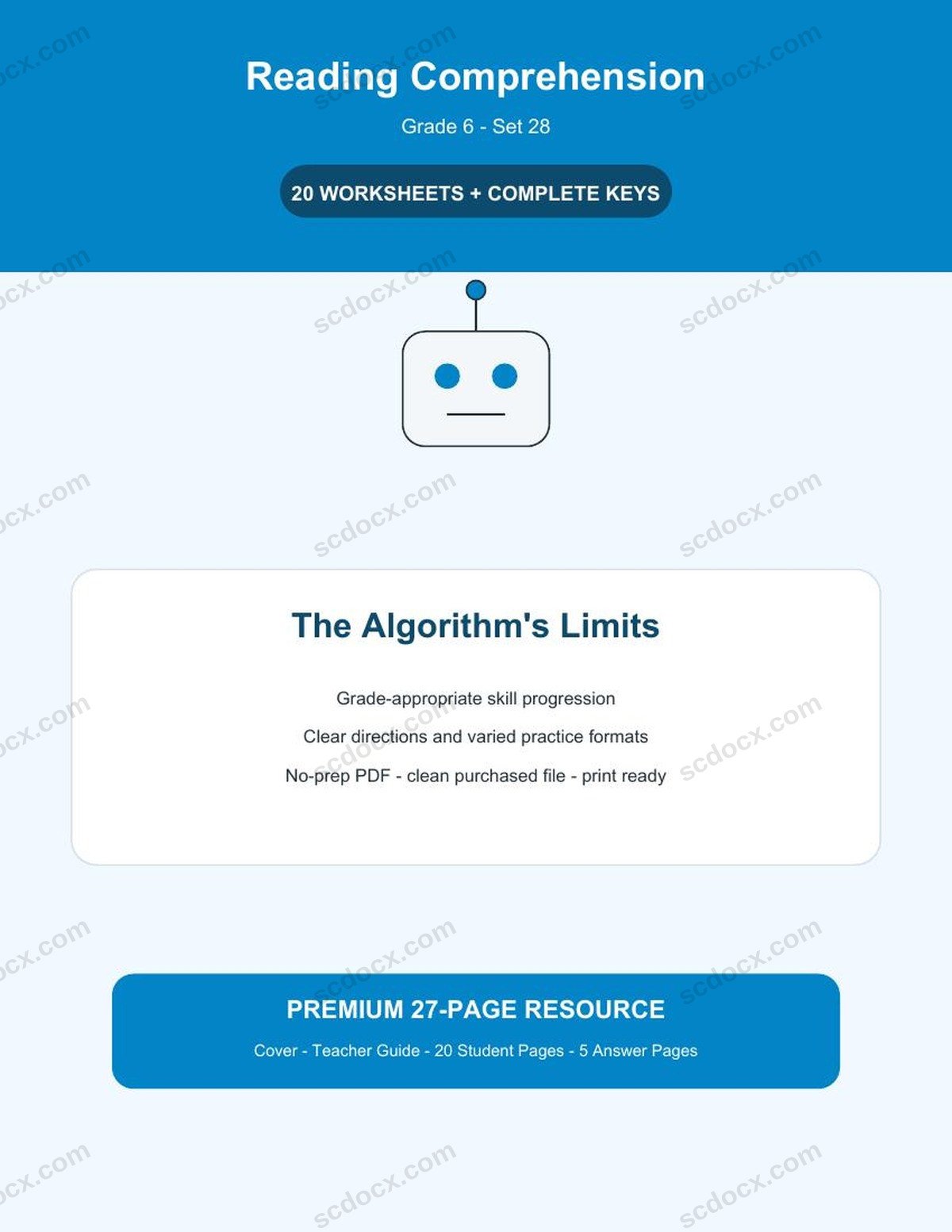 Reading Comprehension | Grade 6 | The Algorithm's Limits | 20 Worksheets + Answer Keys