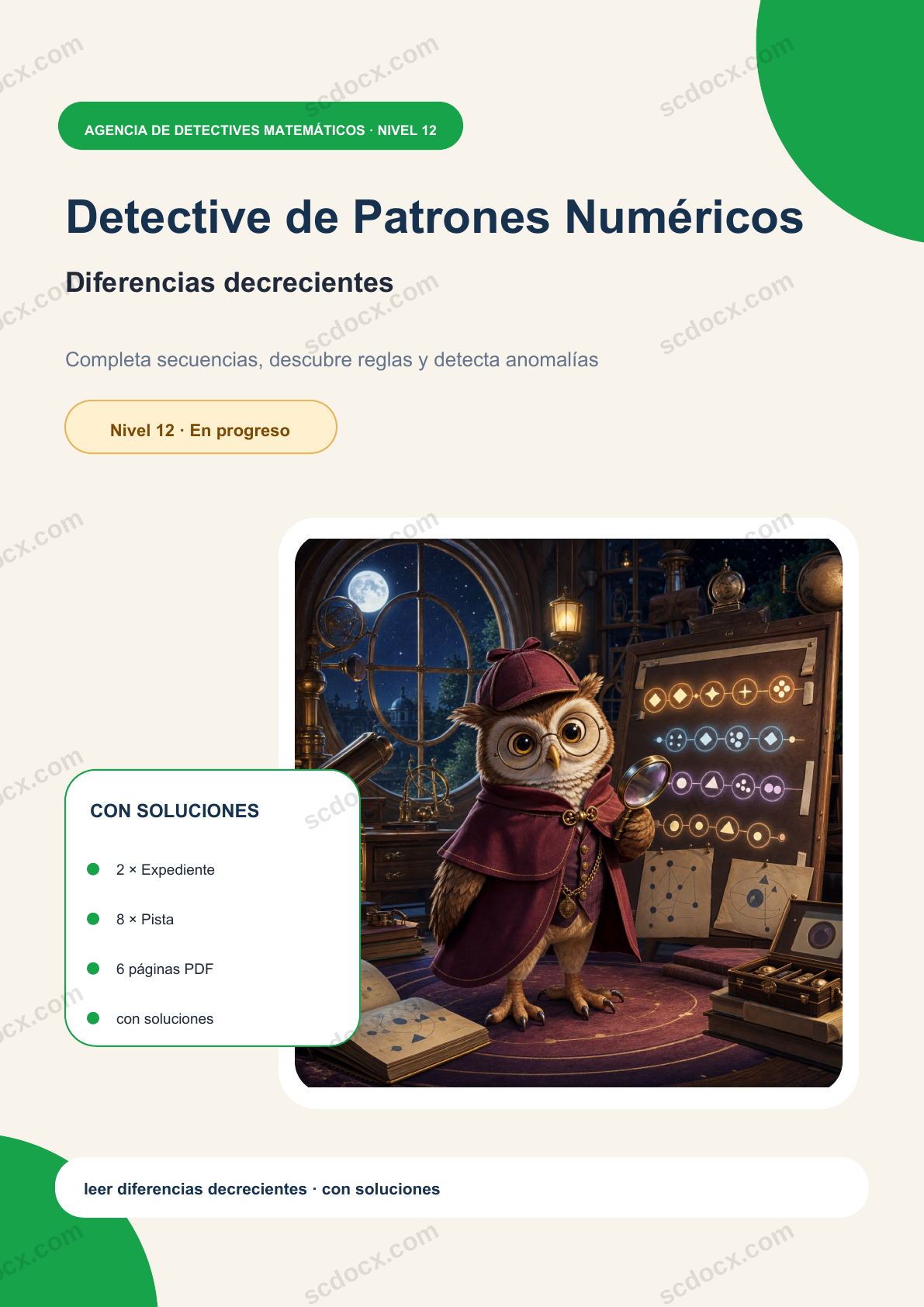 Detective de Patrones Numéricos Nivel 12 | Diferencias decrecientes con soluciones