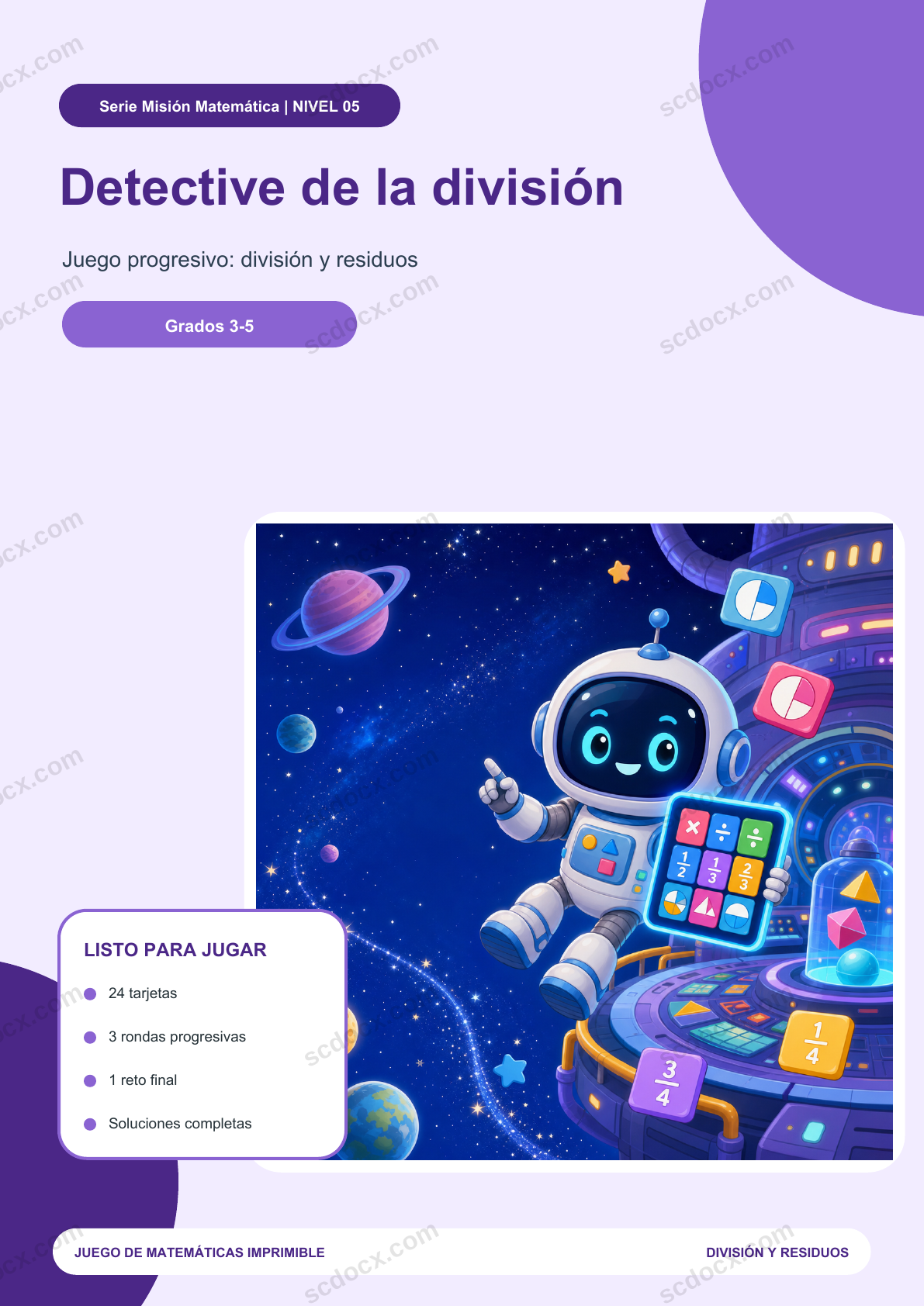 Detective de la división | Juego de matemáticas con soluciones