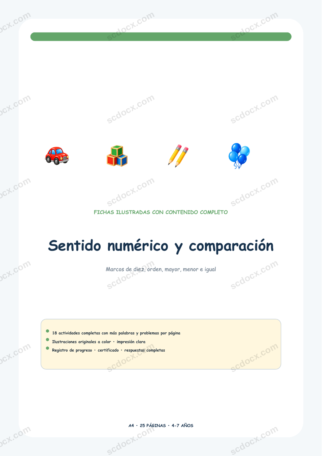 Sentido numérico y comparación | 18 actividades + respuestas | A4 | Edición México