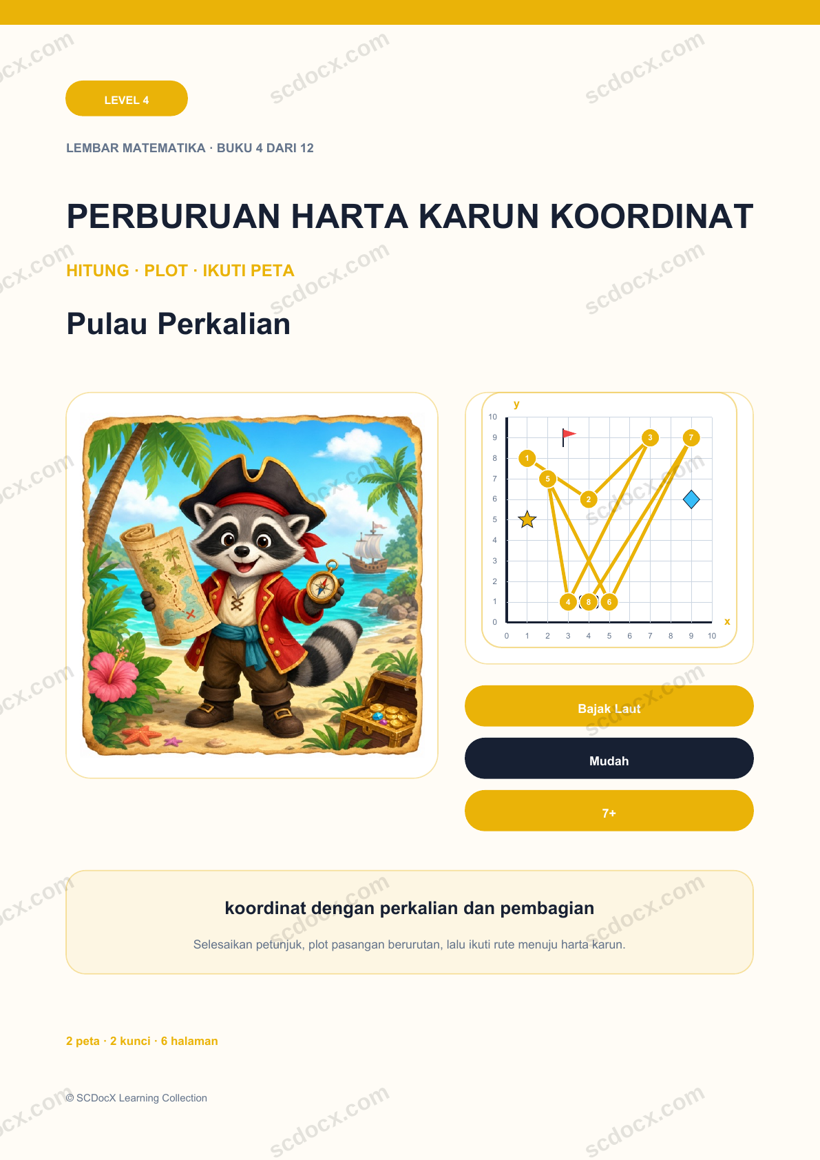 Perburuan Harta Karun Koordinat Level 4 | Pulau Perkalian dengan Jawaban