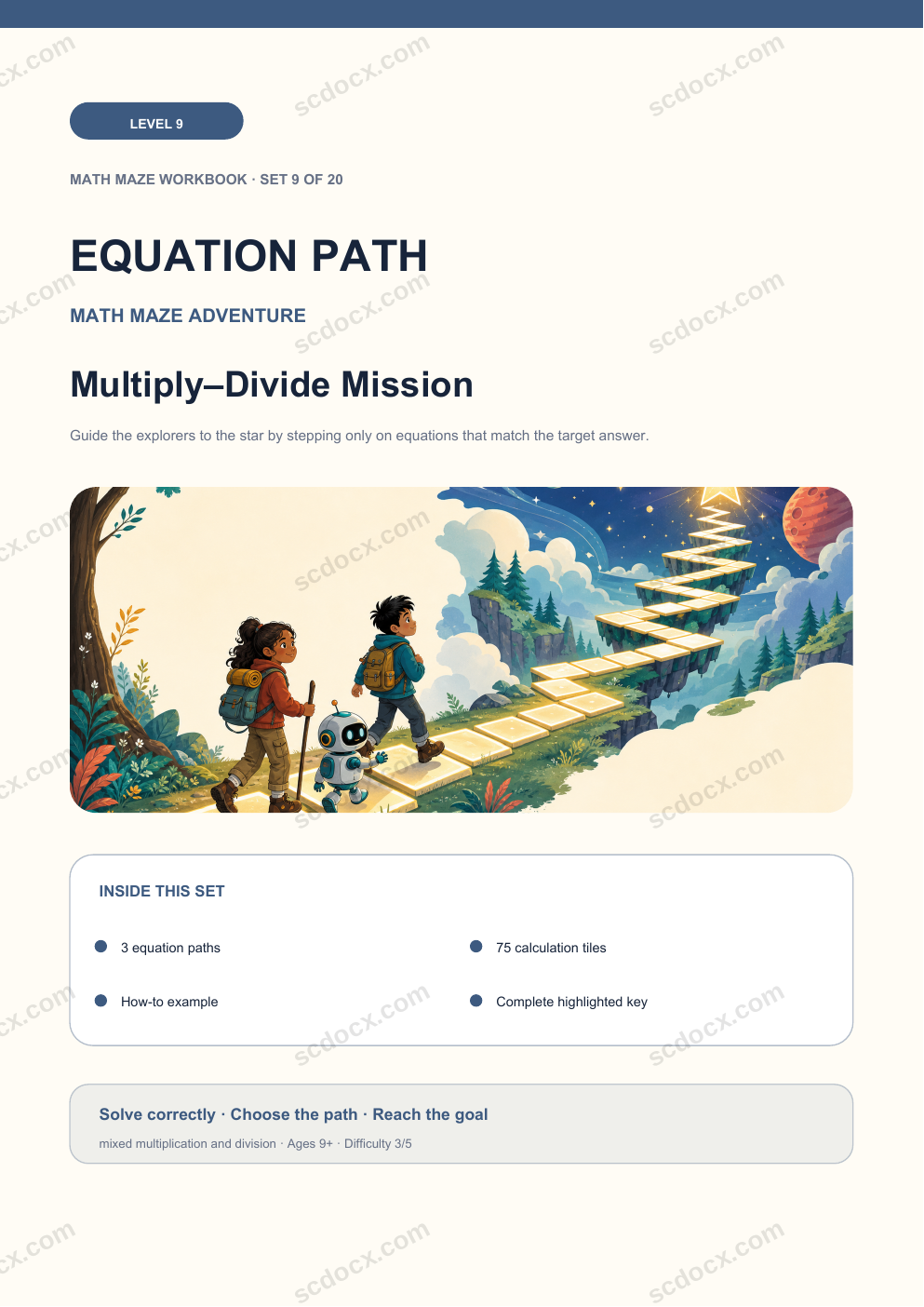 Equation Path Level 9 | Multiply–Divide Mission with Answers