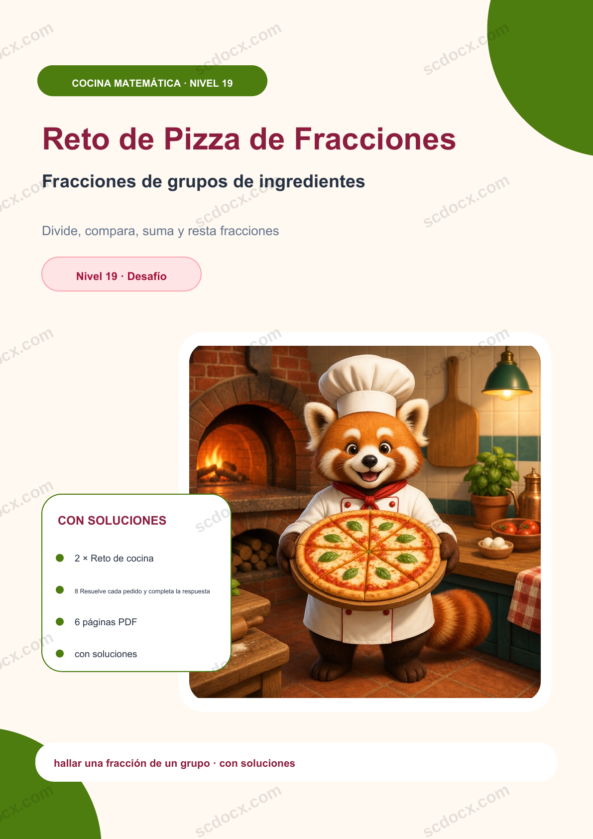 Reto de Pizza de Fracciones Nivel 19 | Fracciones de grupos de ingredientes con soluciones