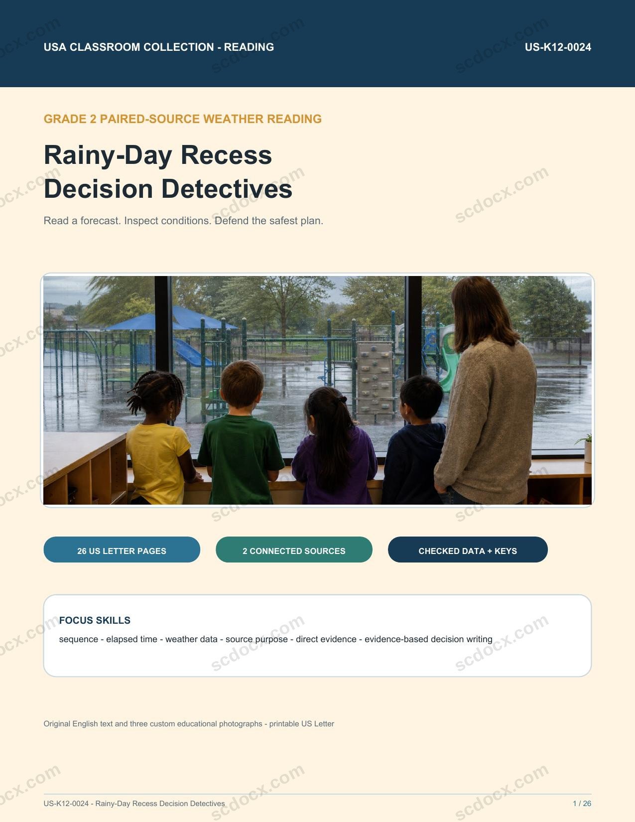 Rainy-Day Recess Decision Detectives | Grade 2 Weather Data & Evidence | US-K12-0024