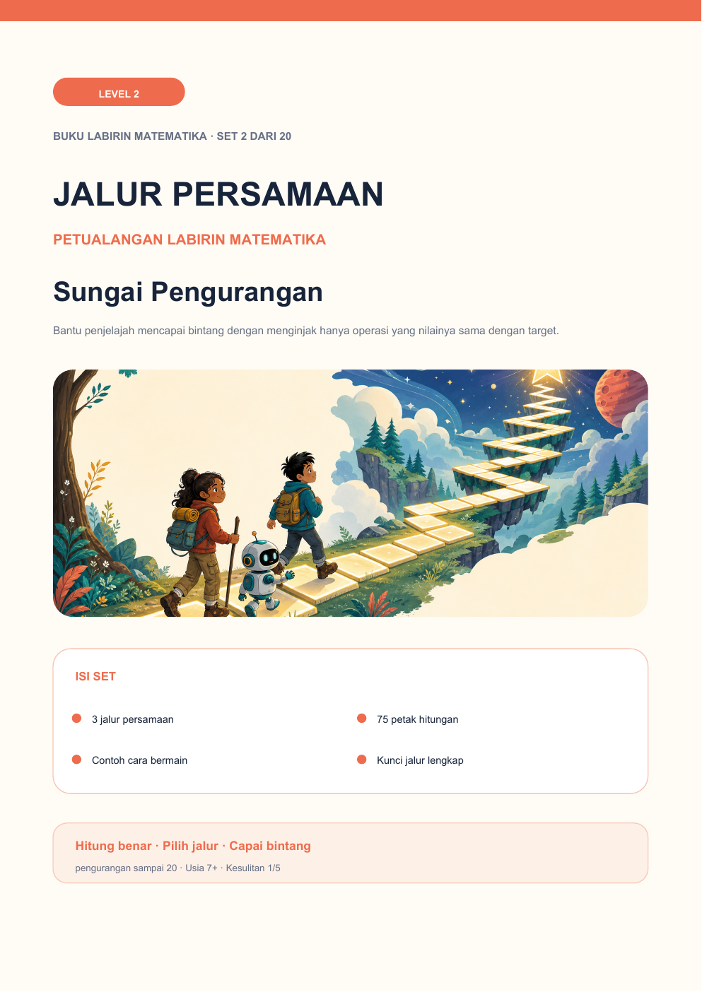 Jalur Persamaan Level 2 | Sungai Pengurangan dengan Jawaban