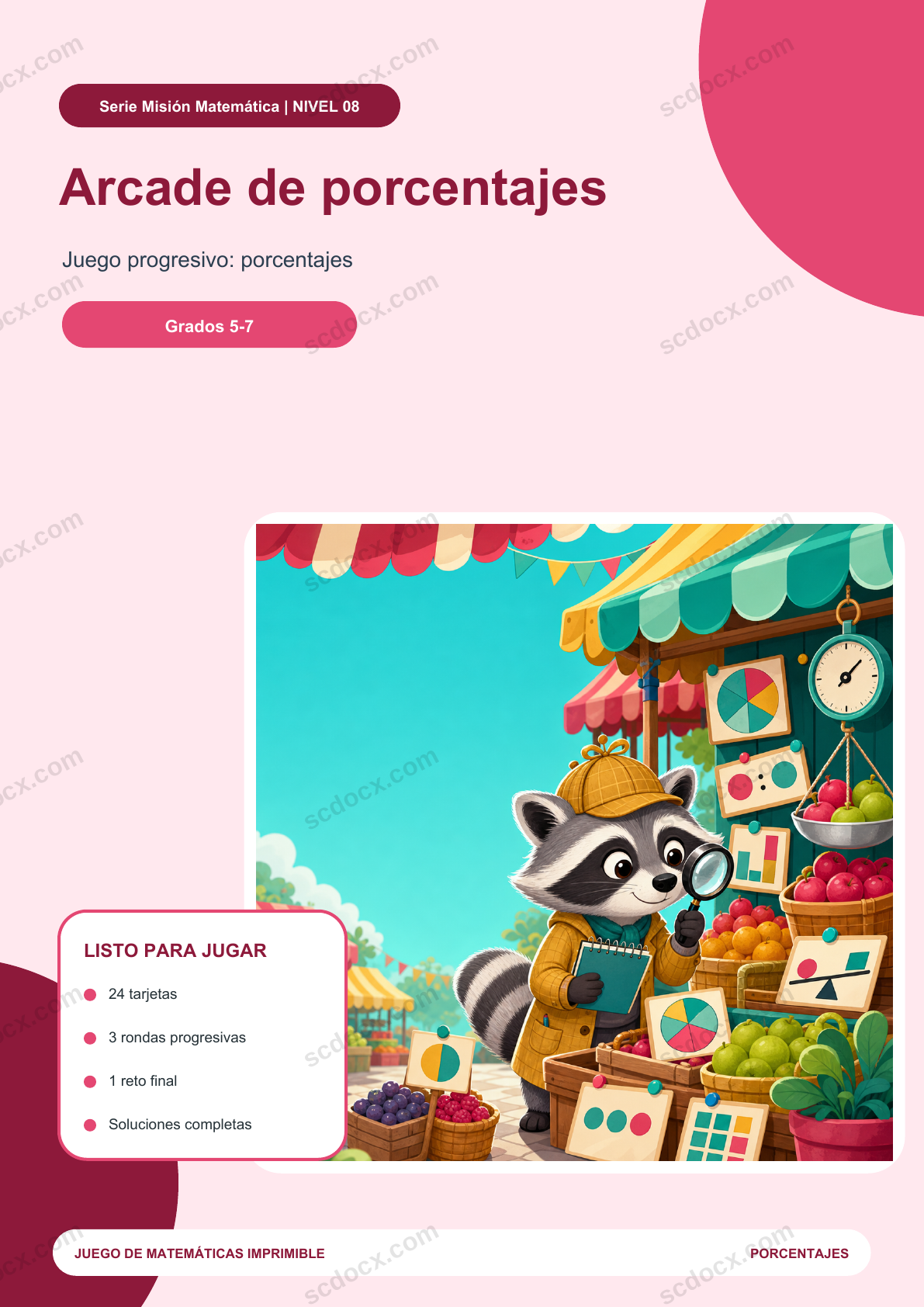 Arcade de porcentajes | Juego de matemáticas con soluciones