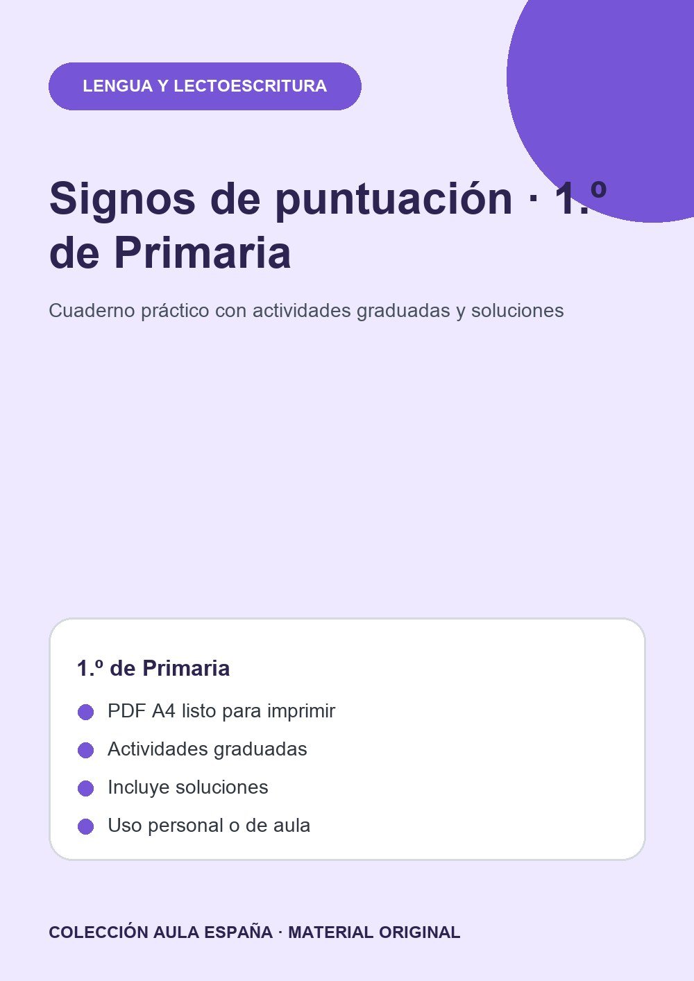 Signos de puntuación · 1.º de Primaria