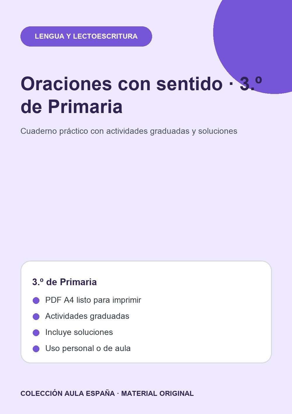 Oraciones con sentido · 3.º de Primaria