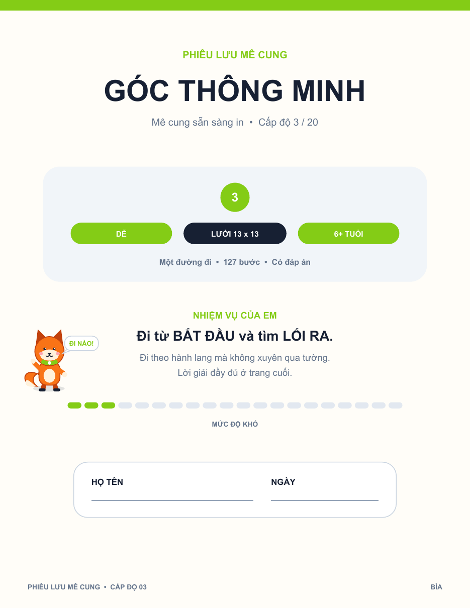 Mê Cung Hoạt Hình Tiếng Việt Miễn Phí 03 - Góc Thông Minh (Kèm Đáp Án)
