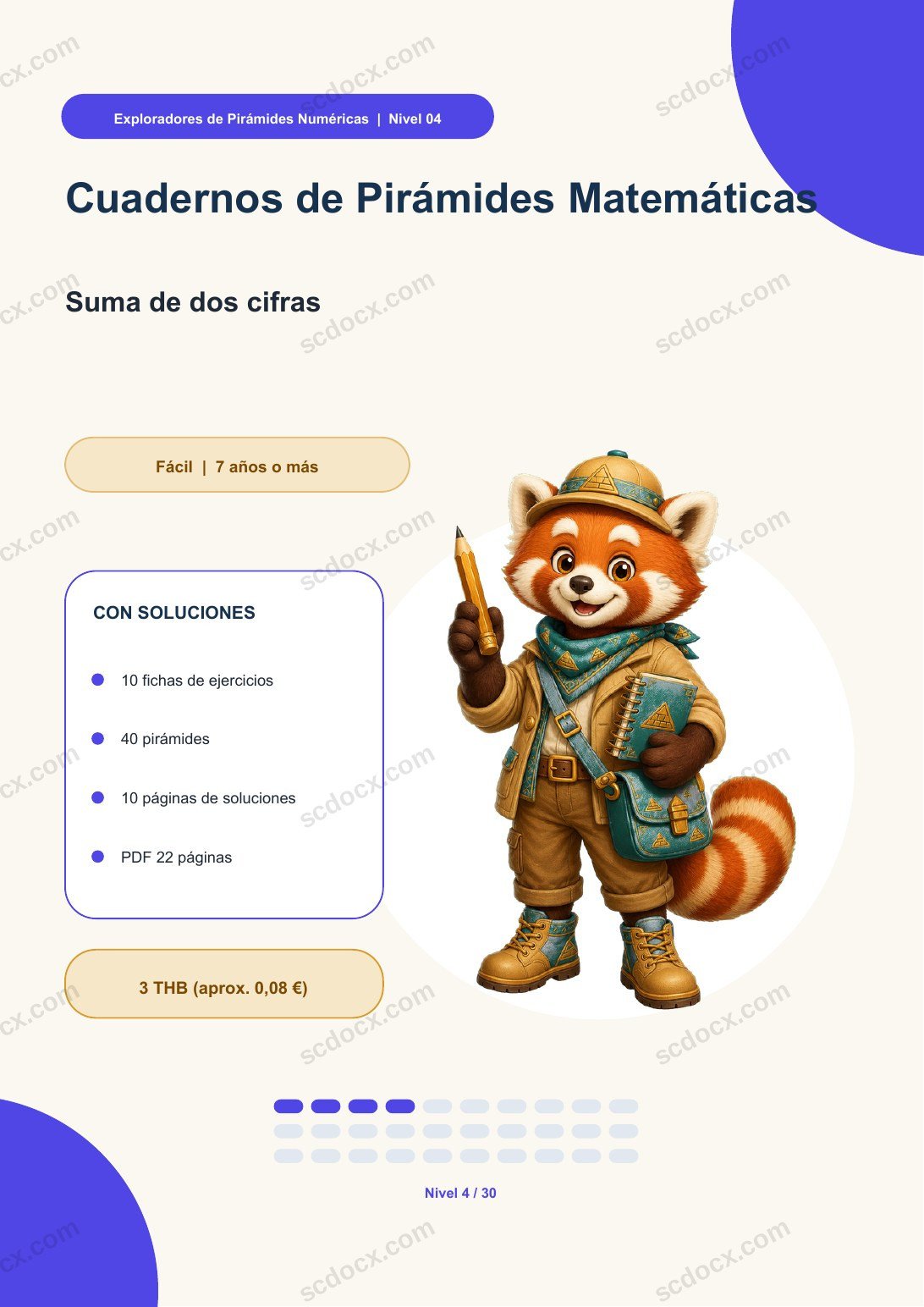 Cuadernos de Pirámides Matemáticas Nivel 04 | Suma de dos cifras con soluciones