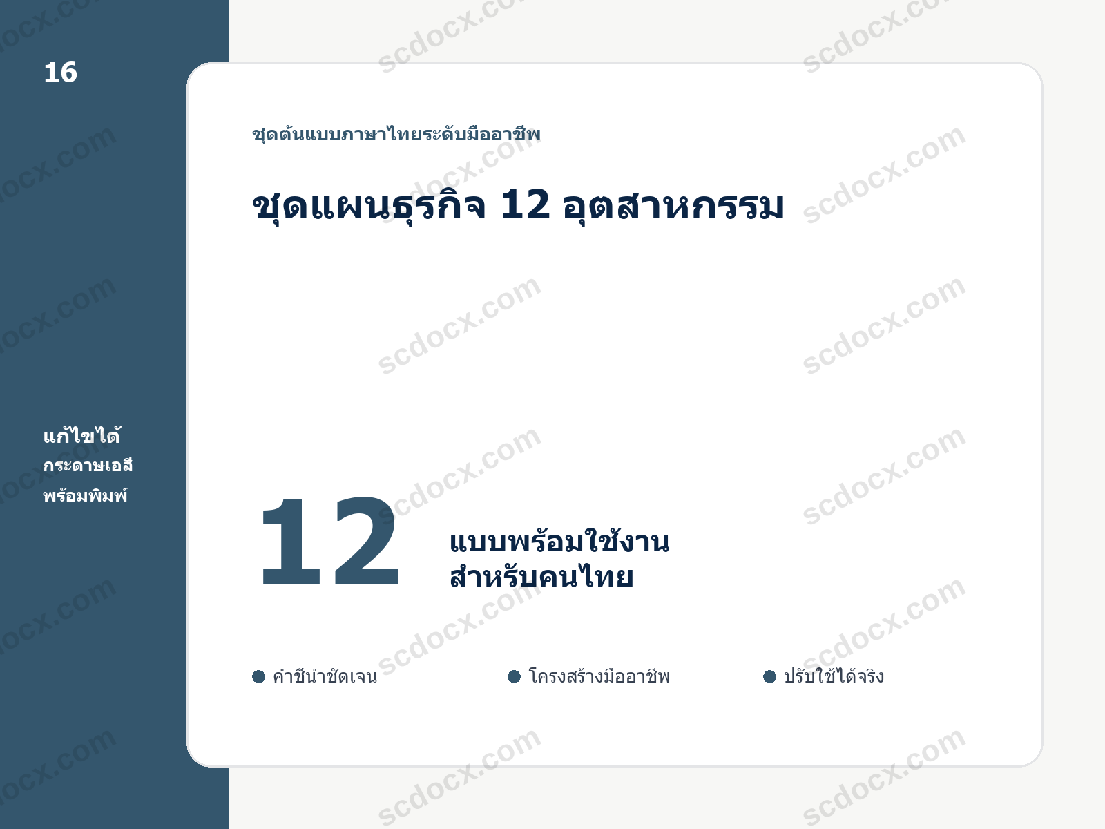 ชุดแผนธุรกิจ 12 อุตสาหกรรม 12 แบบ แก้ไขได้ พร้อมพิมพ์