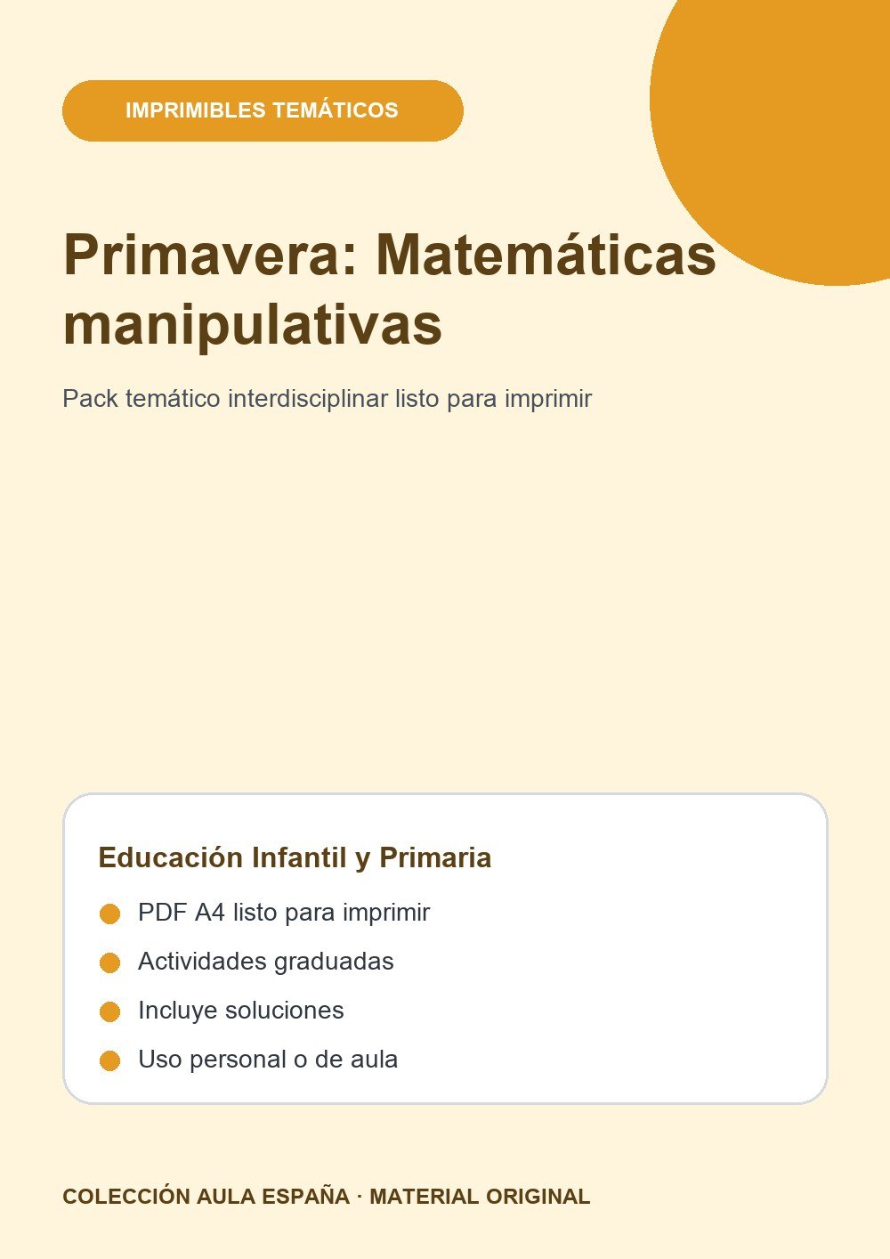 Primavera: Matemáticas manipulativas
