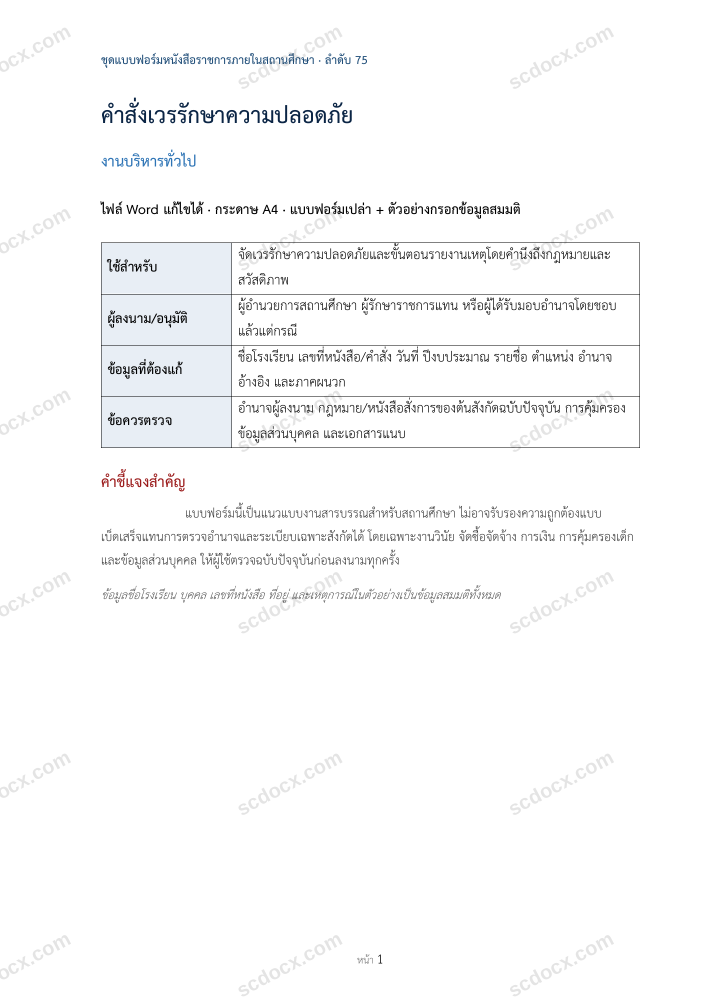 คำสั่งเวรรักษาความปลอดภัย