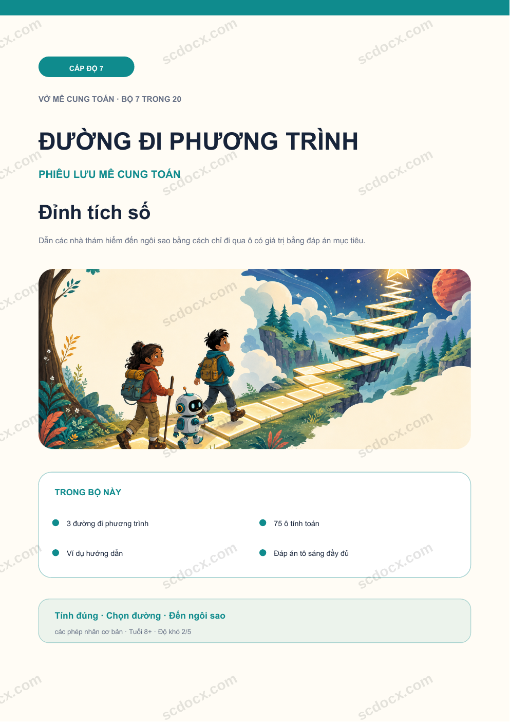 Đường đi phương trình Cấp 7 | Đỉnh tích số kèm đáp án