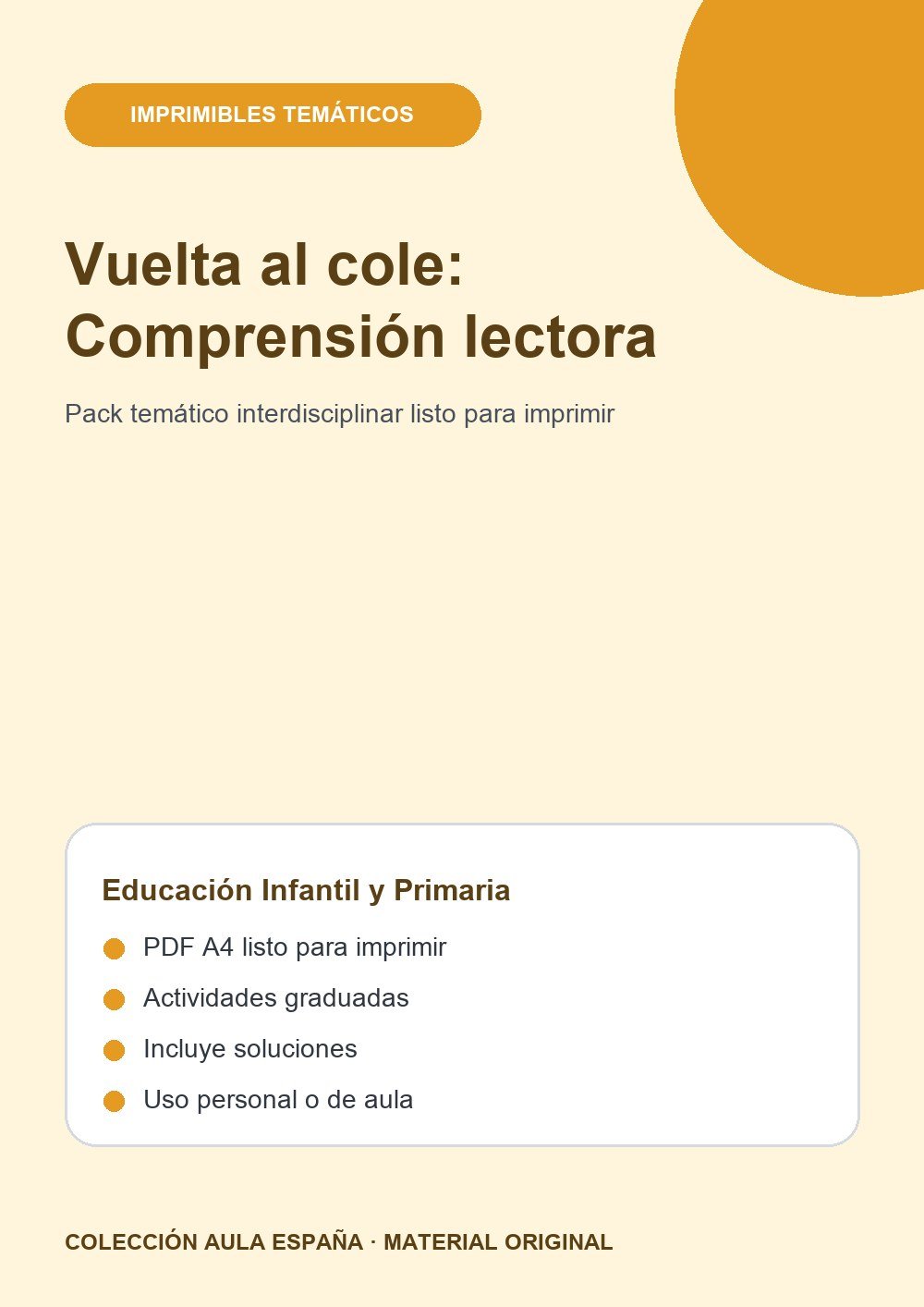 Vuelta al cole: Comprensión lectora