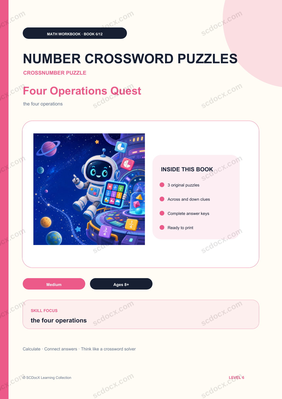 Crossnumber Puzzle Level 6 | Four Operations Quest with Answers