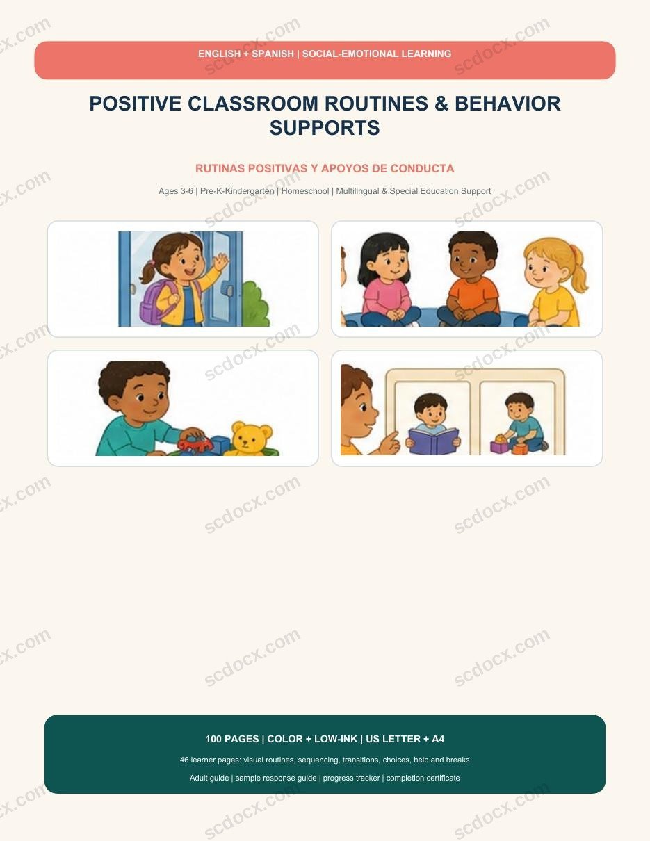 Bilingual Positive Classroom Routines & Behavior Supports | English-Spanish | 200 Printable Pages