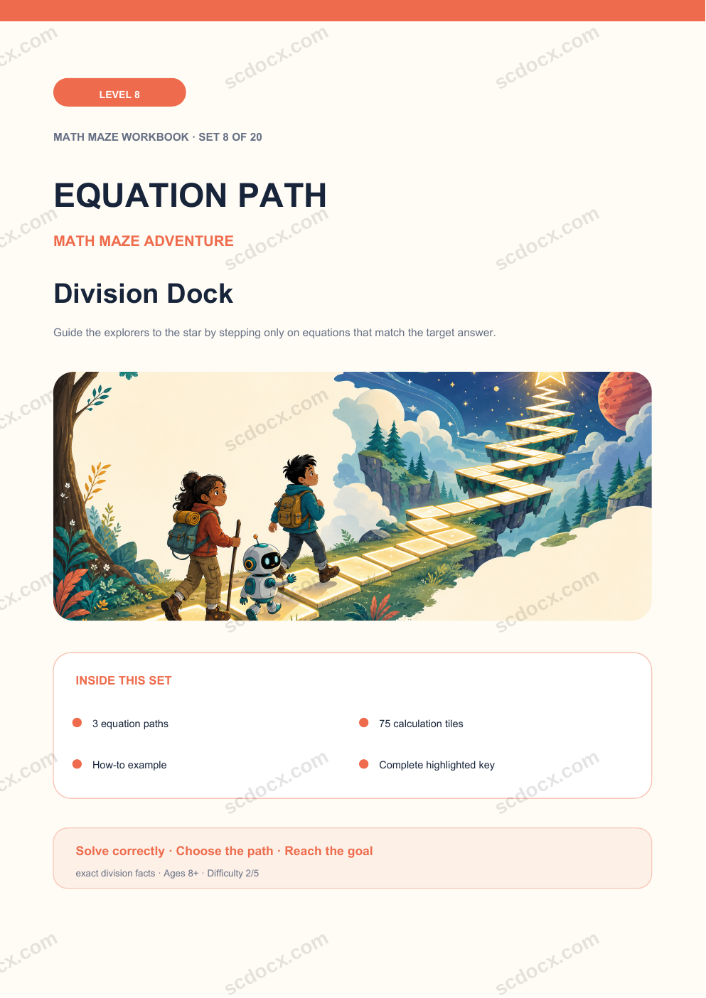 Equation Path Level 8 | Division Dock with Answers