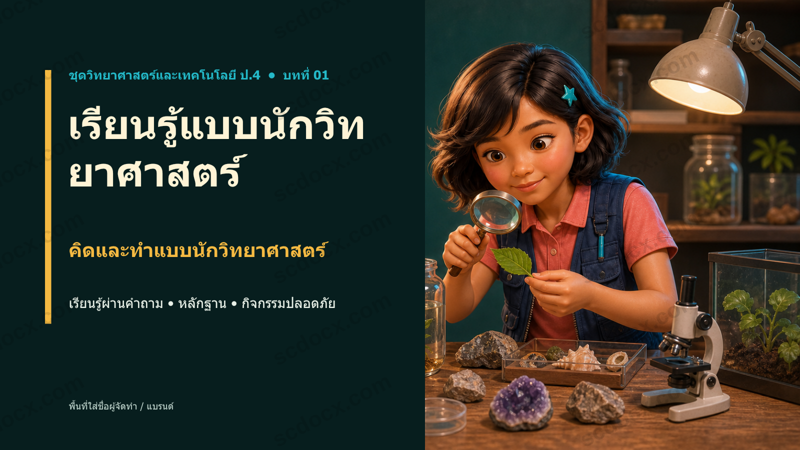 PowerPoint วิทยาศาสตร์ ป.4 บทที่ 01 เรียนรู้แบบนักวิทยาศาสตร์ พร้อมสอน