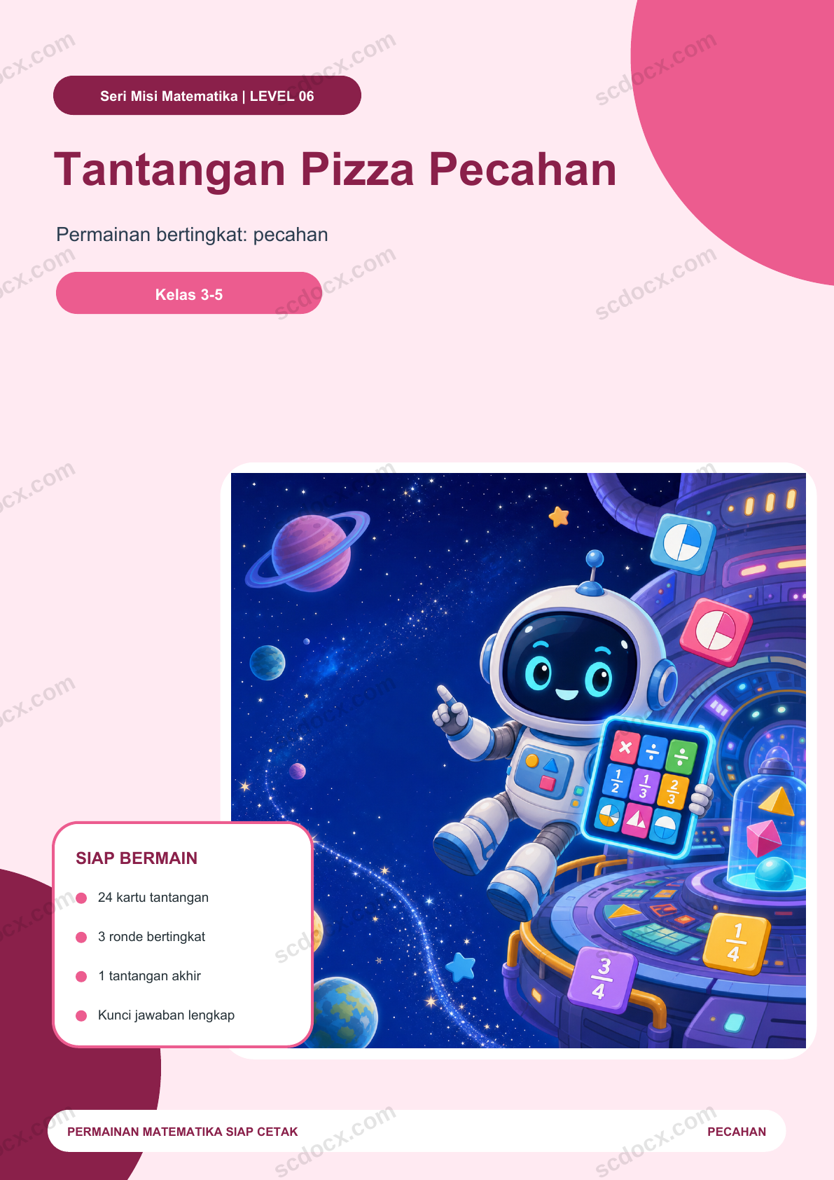Tantangan Pizza Pecahan | Permainan matematika dengan jawaban