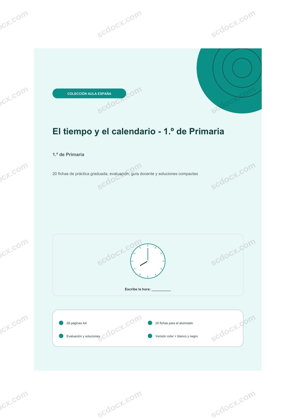 El tiempo y el calendario · 1.º de Primaria