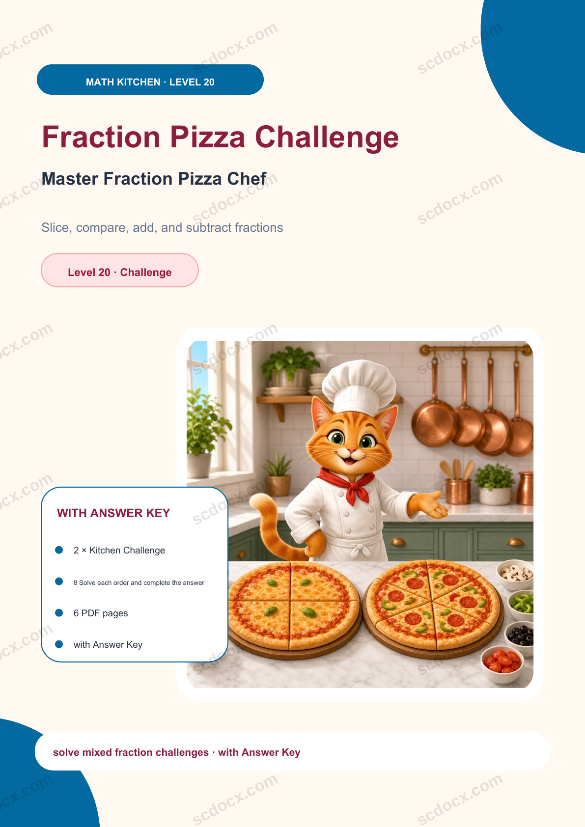 Fraction Pizza Challenge Level 20 | Master Fraction Pizza Chef with Answer Key