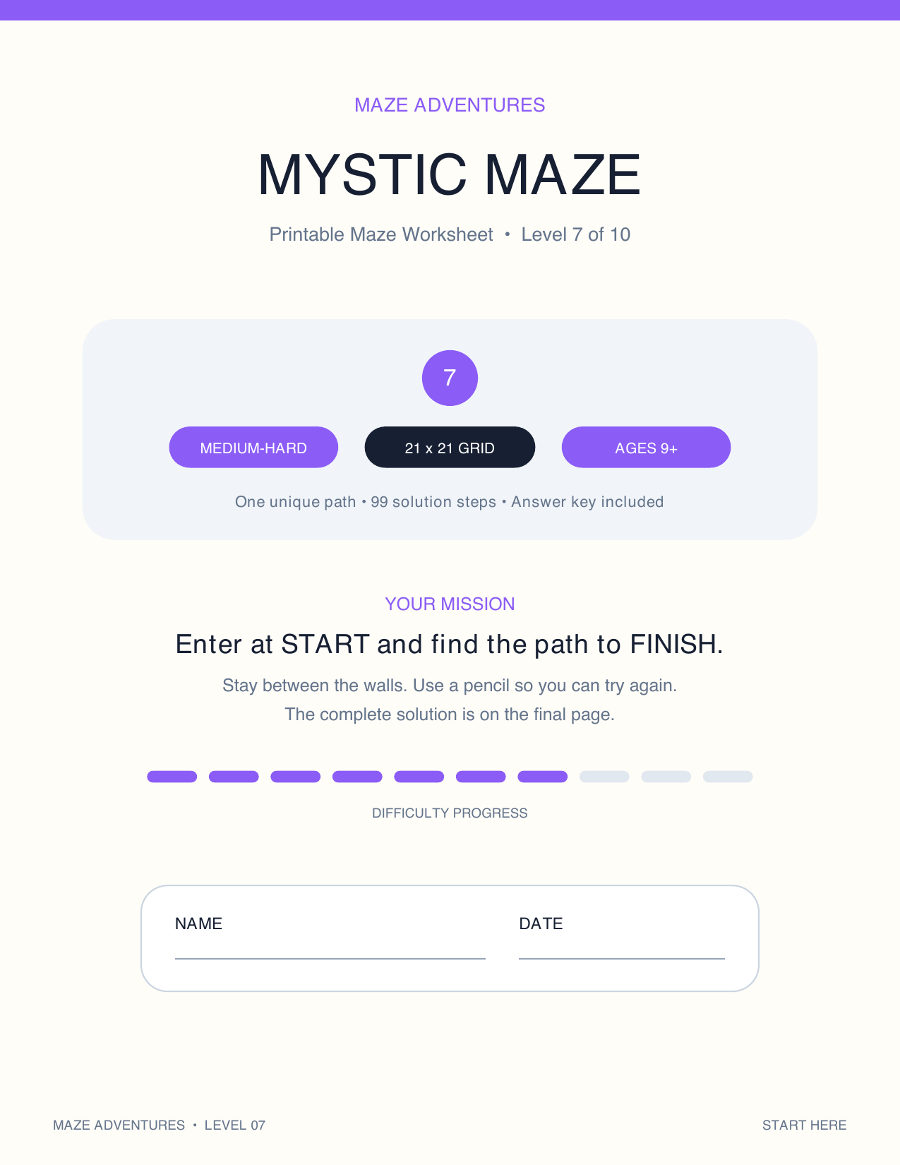 Free Printable Maze: Mystic Maze - Level 7 (Medium-Hard)