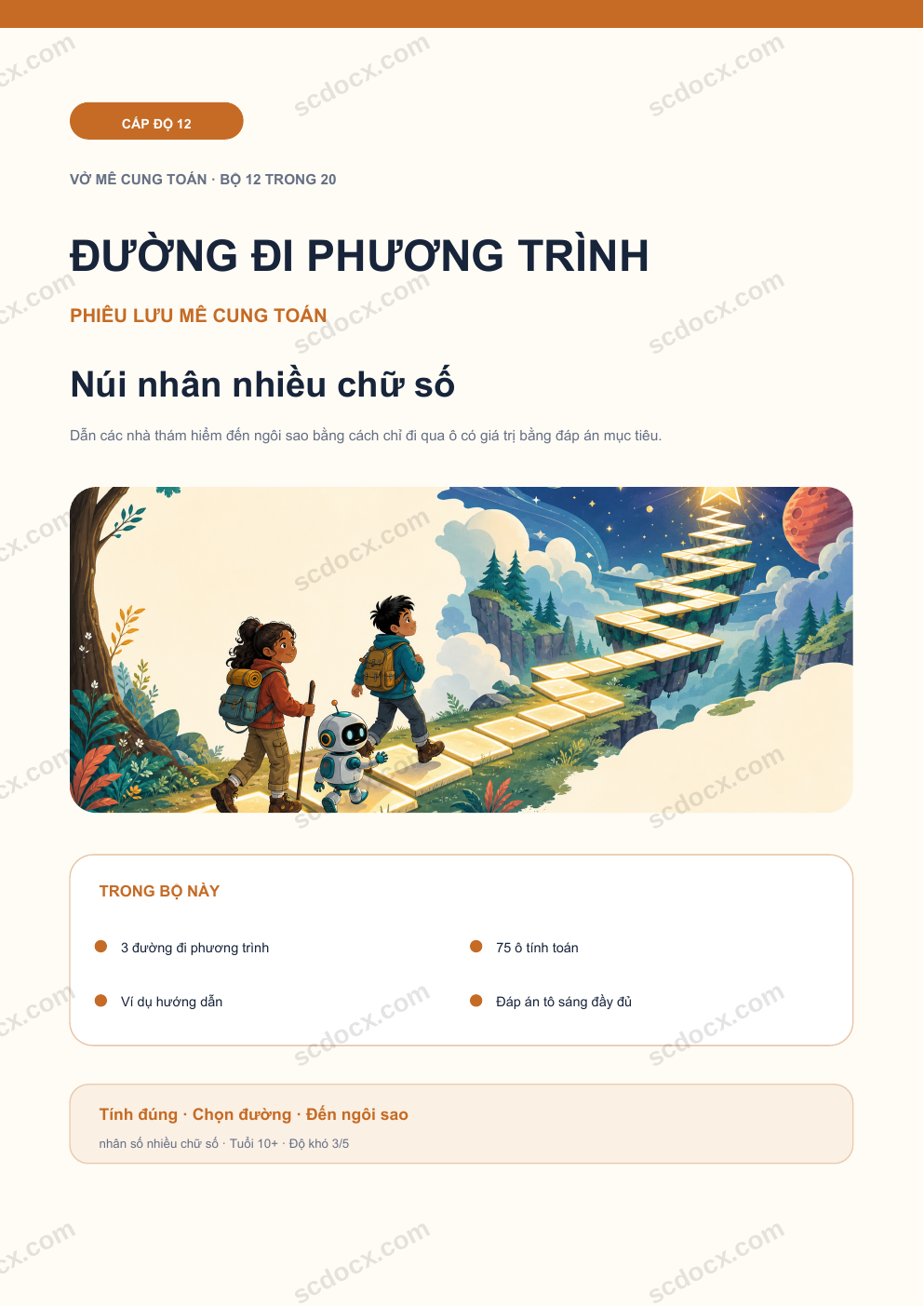 Đường đi phương trình Cấp 12 | Núi nhân nhiều chữ số kèm đáp án