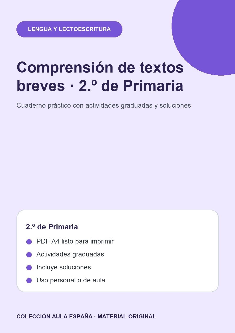 Comprensión de textos breves · 2.º de Primaria