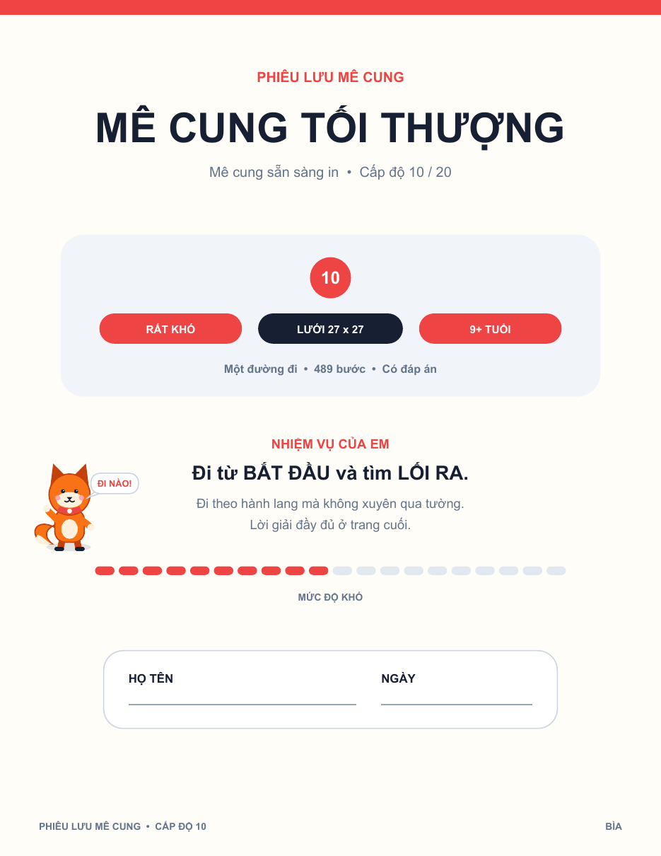 Mê Cung Hoạt Hình Tiếng Việt Miễn Phí 10 - Mê Cung Tối Thượng (Kèm Đáp Án)