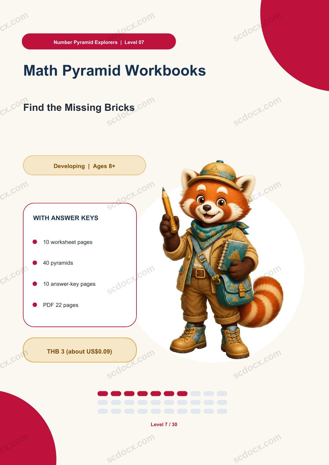 Math Pyramid Workbooks Level 07 | Find the Missing Bricks with Answer Keys