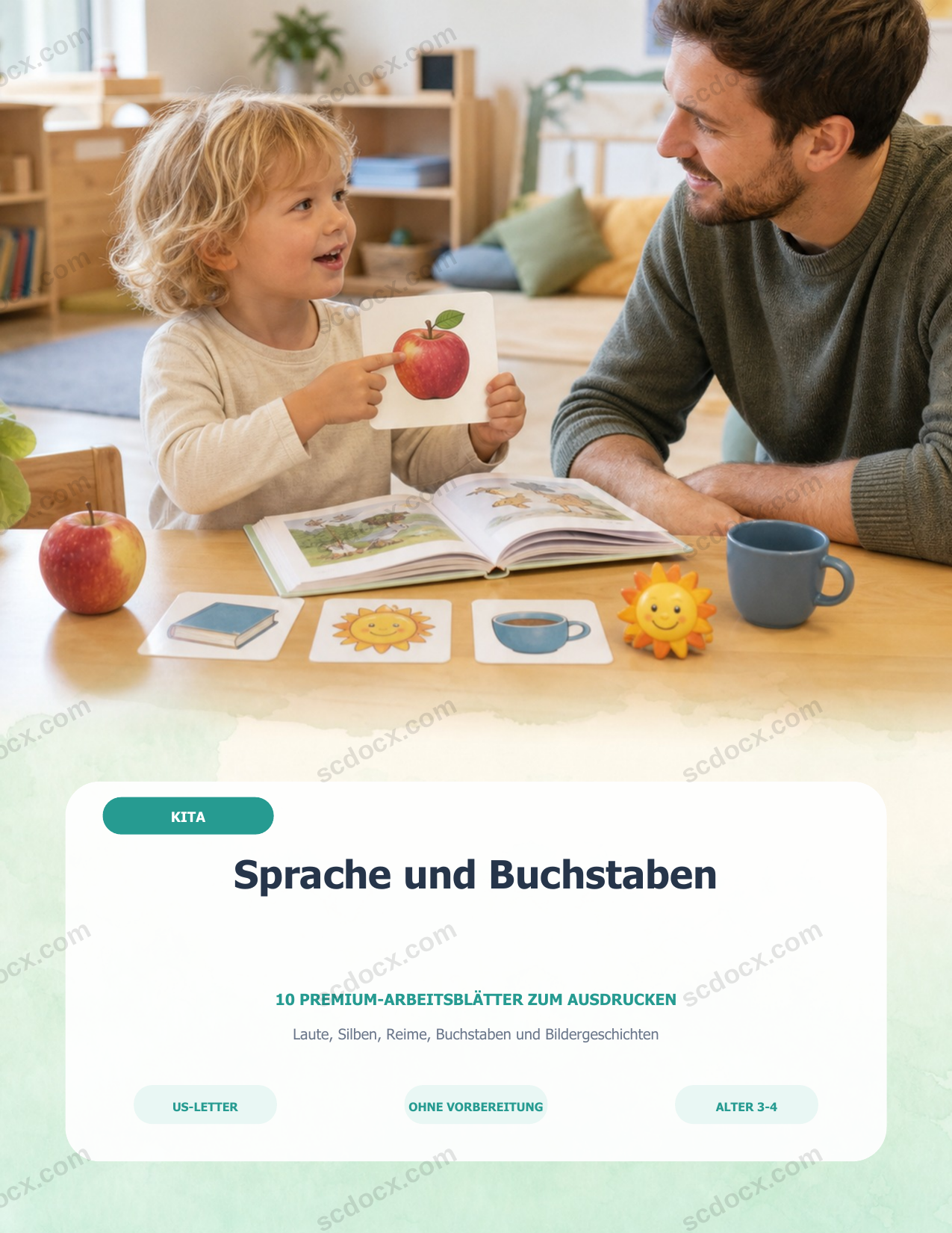 DEUTSCH | Sprache und Buchstaben | Kita | 10 Premium-Arbeitsblätter