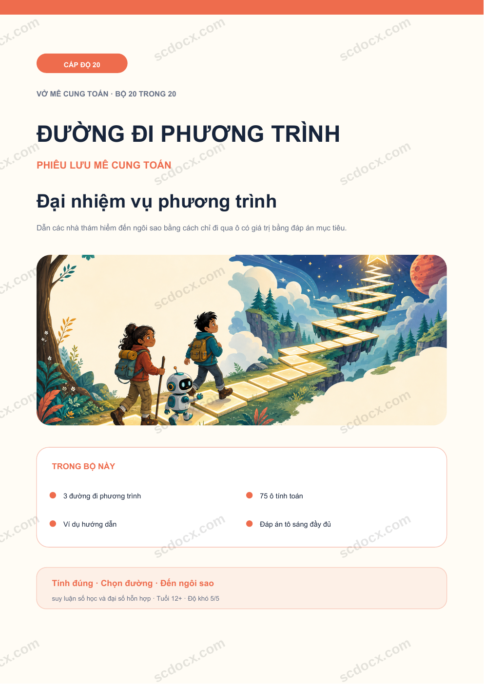 Đường đi phương trình Cấp 20 | Đại nhiệm vụ phương trình kèm đáp án