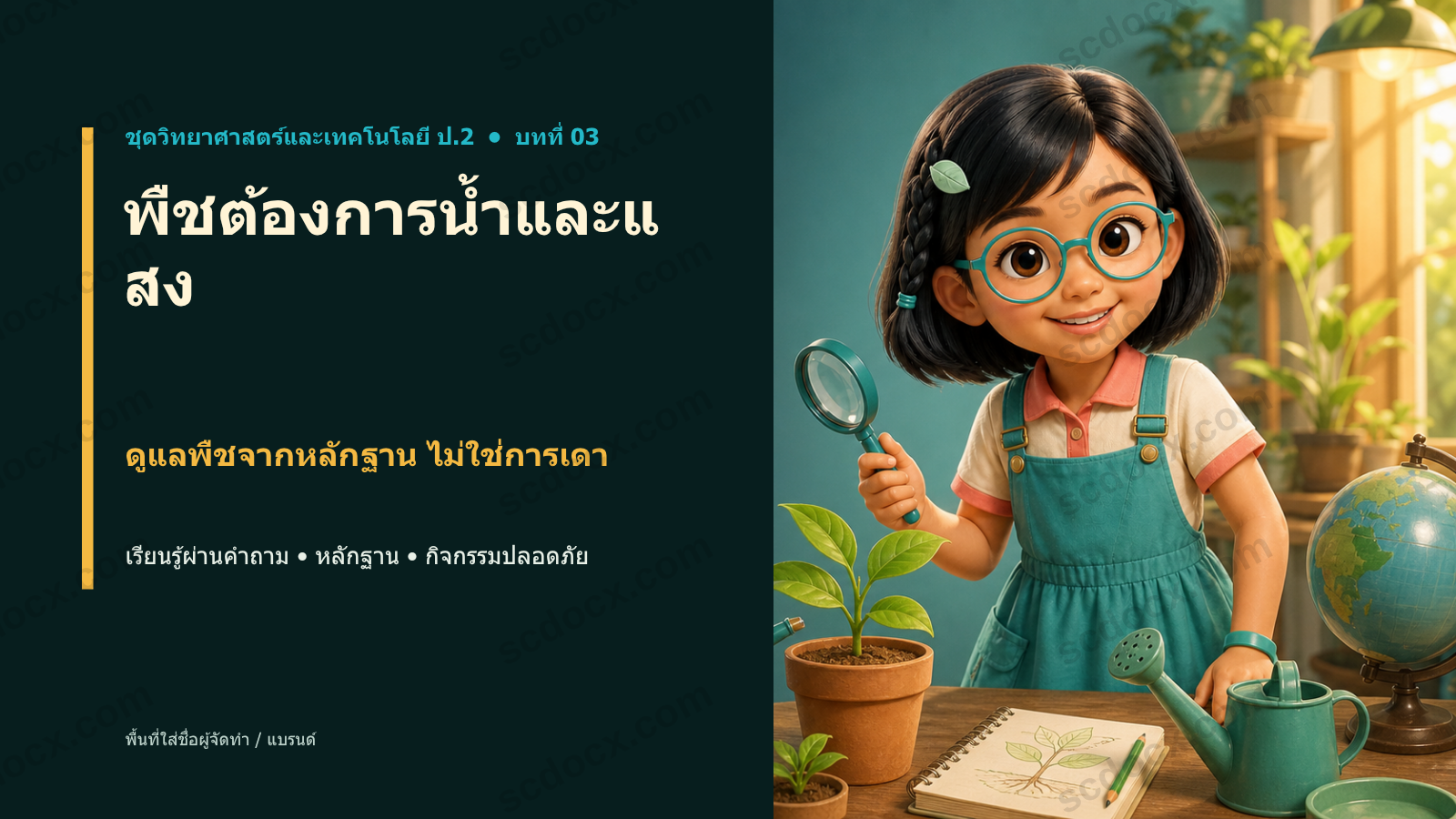 PowerPoint วิทยาศาสตร์ ป.2 บทที่ 03 พืชต้องการน้ำและแสง พร้อมสอน