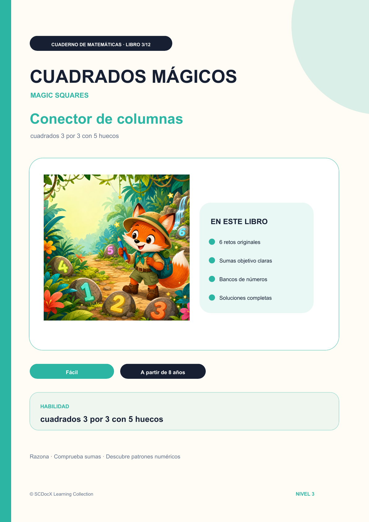 Cuadrados mágicos Nivel 3 | Conector de columnas con soluciones