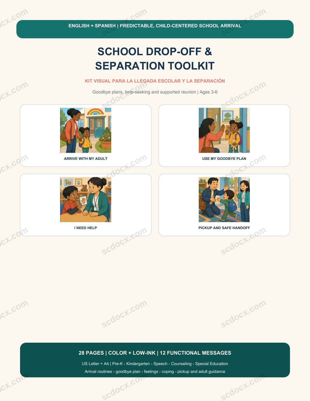 School Drop-Off & Separation Visual Toolkit | บอกลาและเข้าโรงเรียน 2 ภาษา 28 หน้า