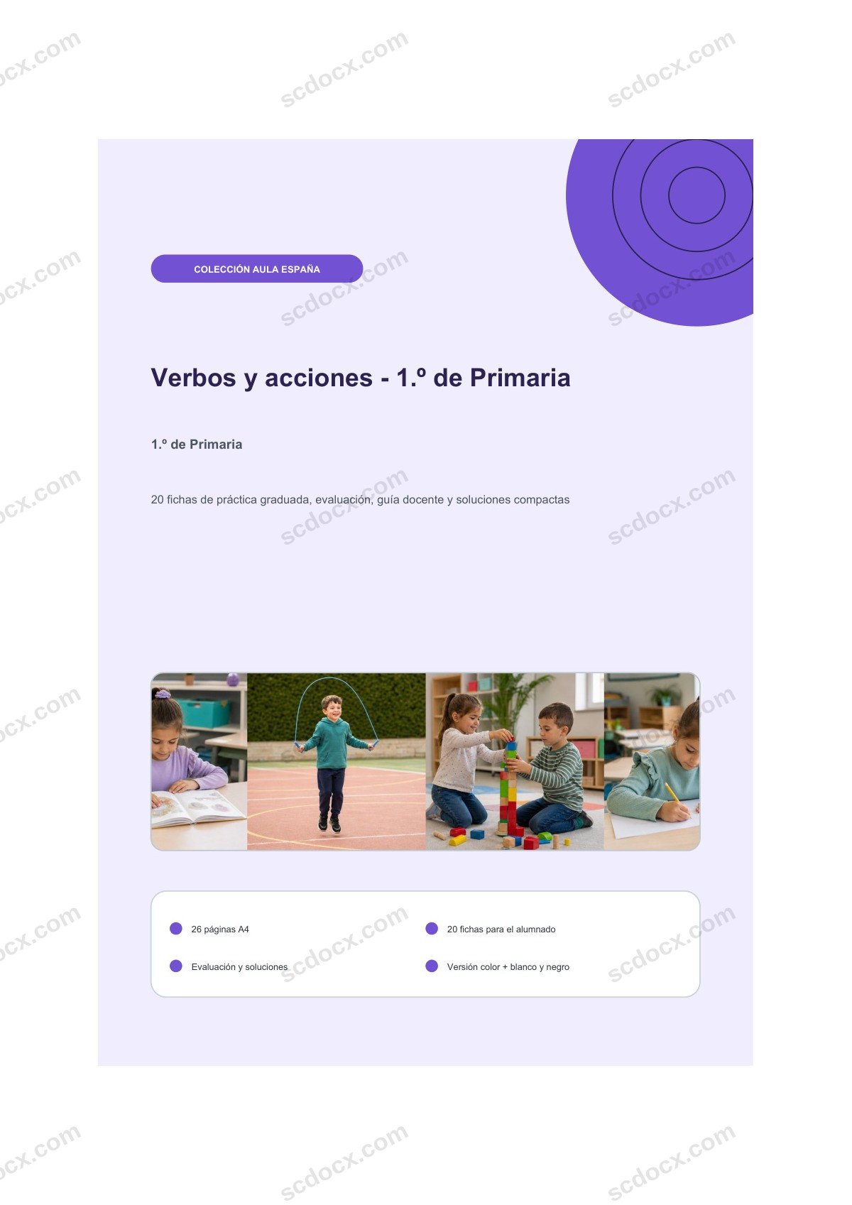 Verbos y acciones · 1.º de Primaria