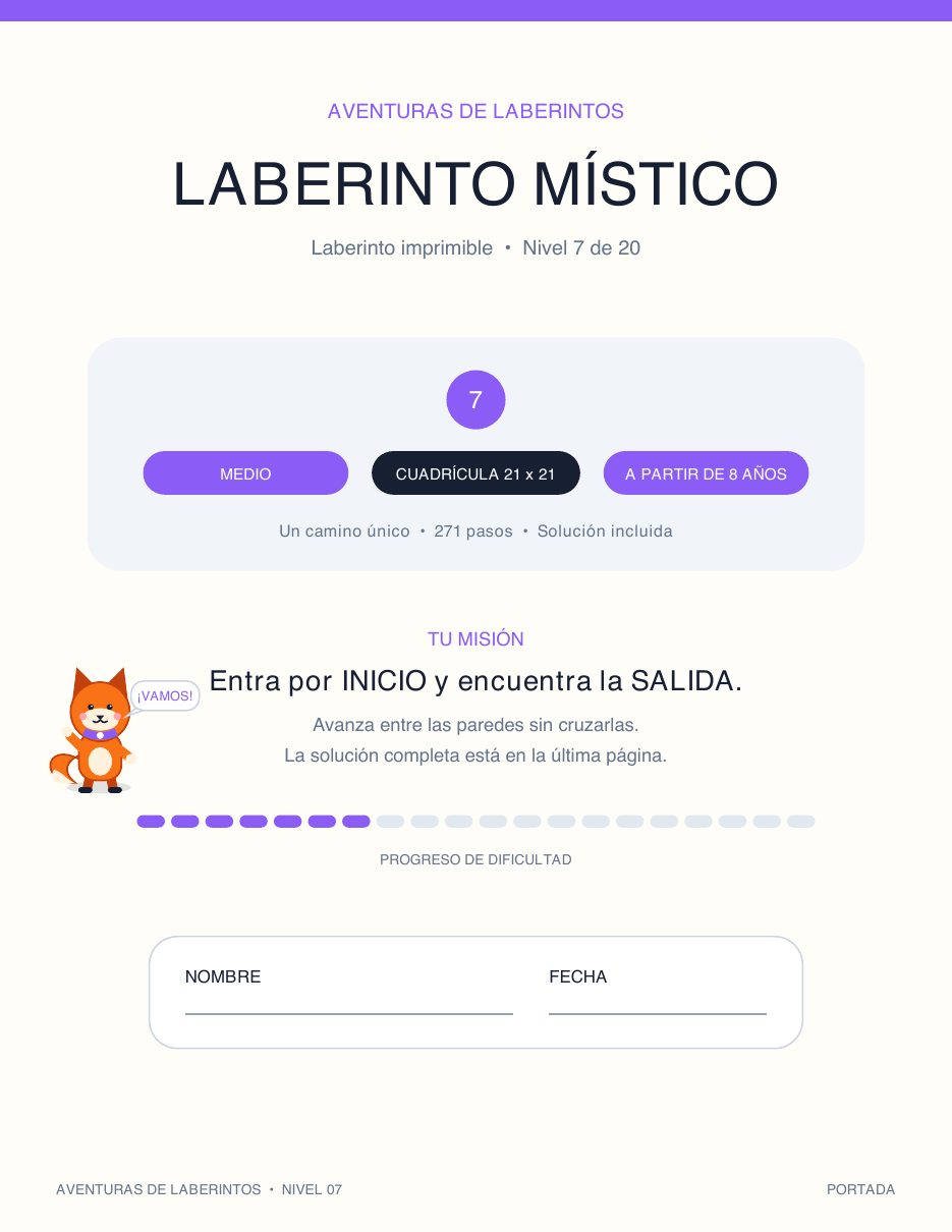 Laberinto Infantil en Español Gratis 07 - Laberinto Místico (Con Solución)