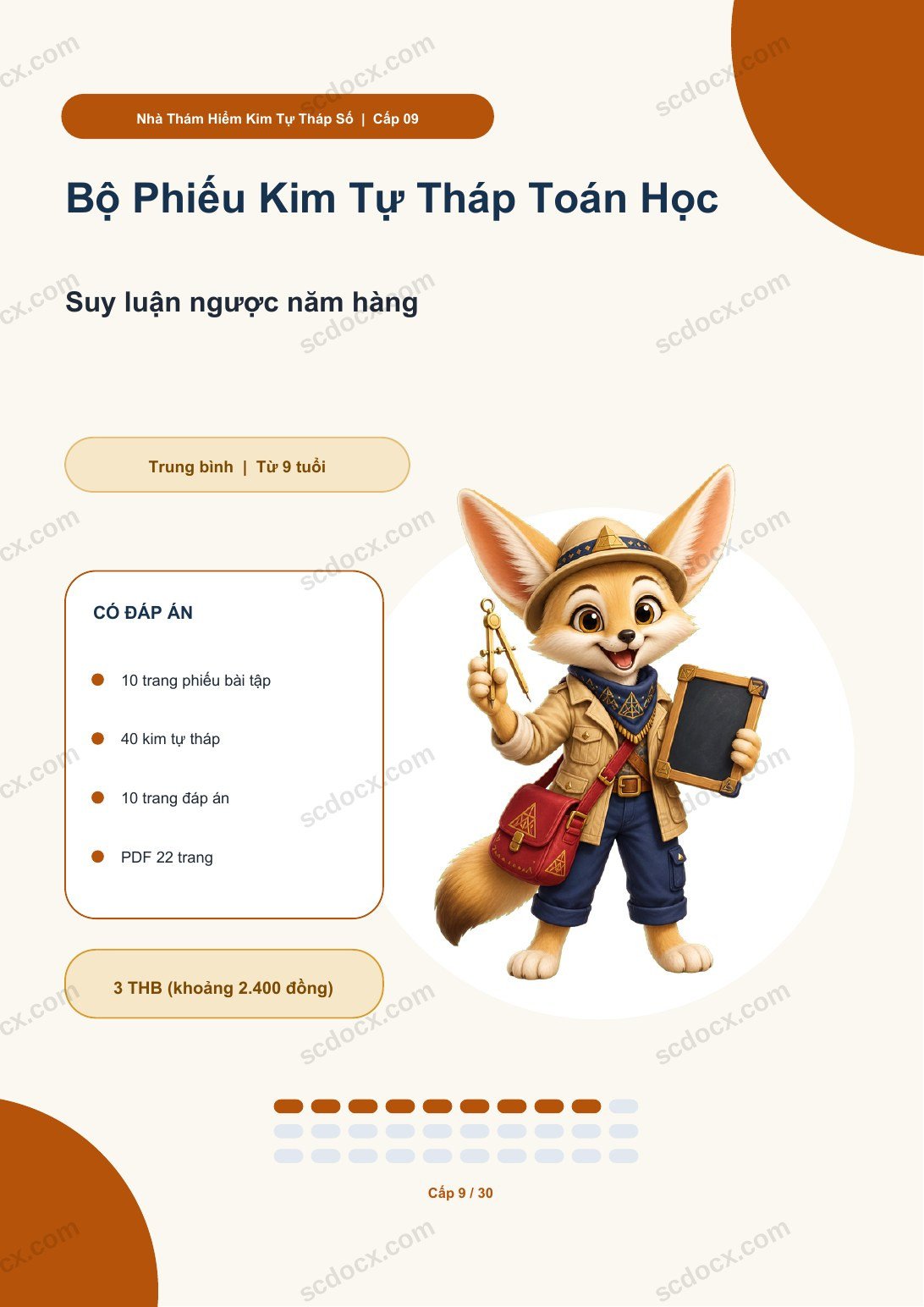 Bộ Phiếu Kim Tự Tháp Toán Học Cấp 09 | Suy luận ngược năm hàng có đáp án