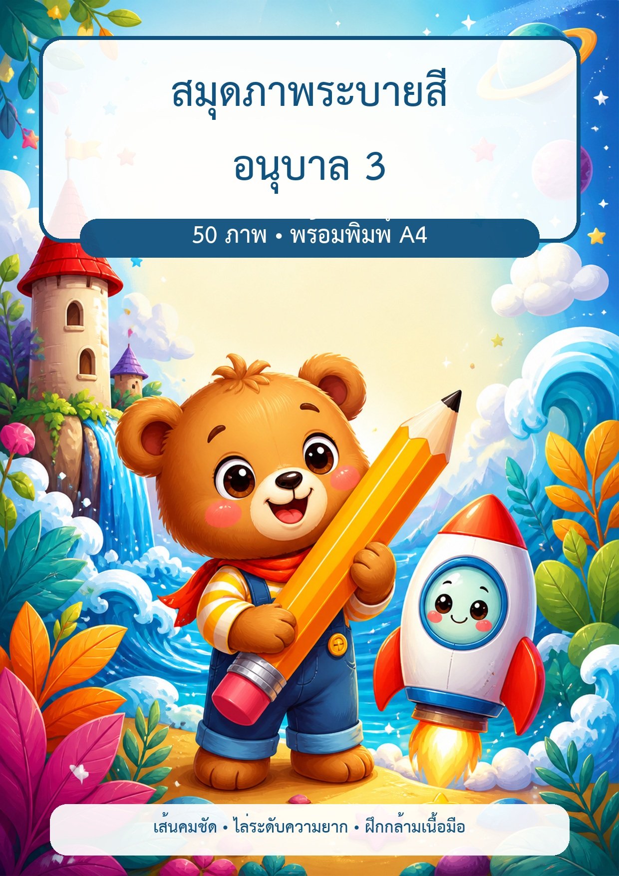 แจกฟรี | สมุดภาพระบายสี อนุบาล 3 | 50 ภาพ ฉากหลากหลาย ฝึกสังเกต