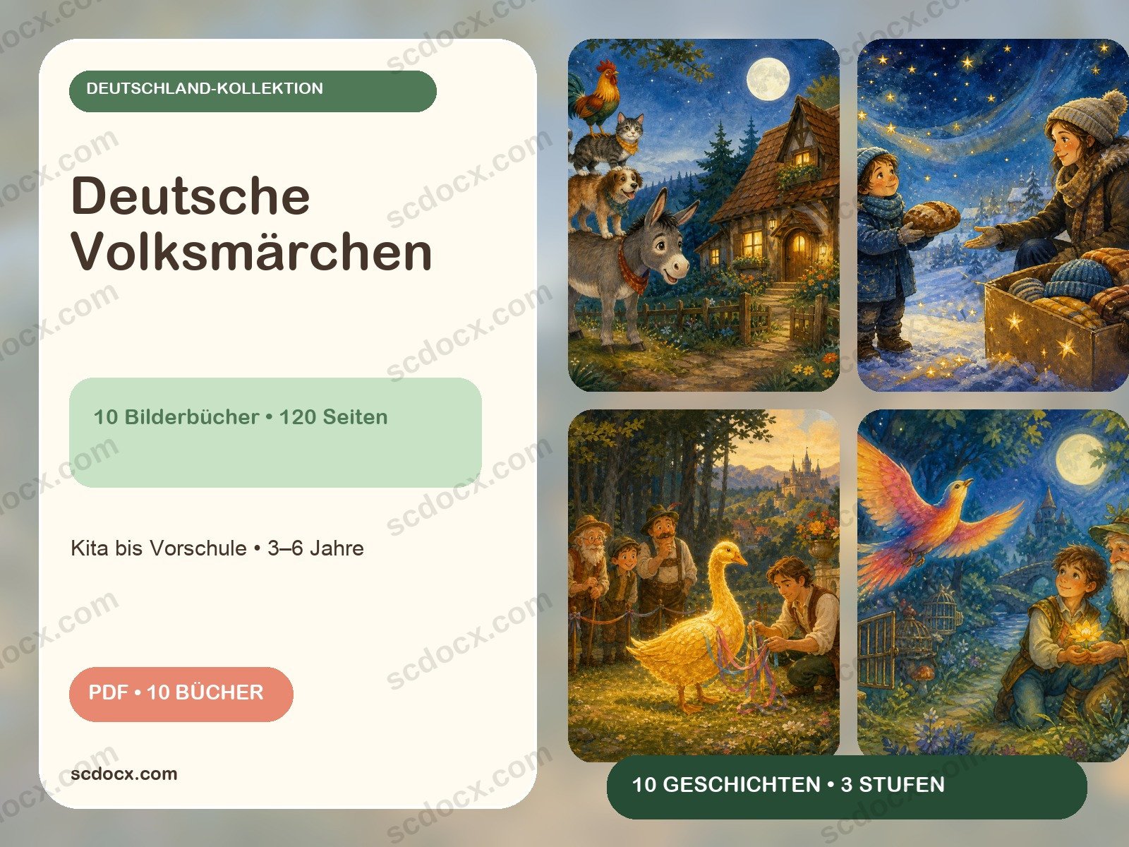 Deutsche Volksmärchen — 10 illustrierte Bilderbücher für 3–6 Jahre