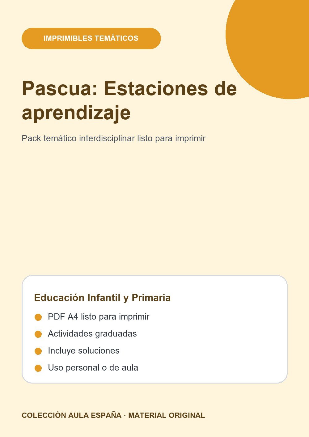 Pascua: Estaciones de aprendizaje