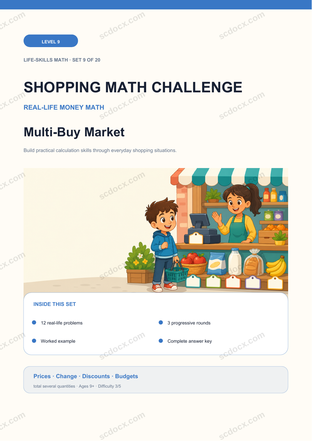 Shopping Math Challenge Level 9 | Multi-Buy Market with Answers