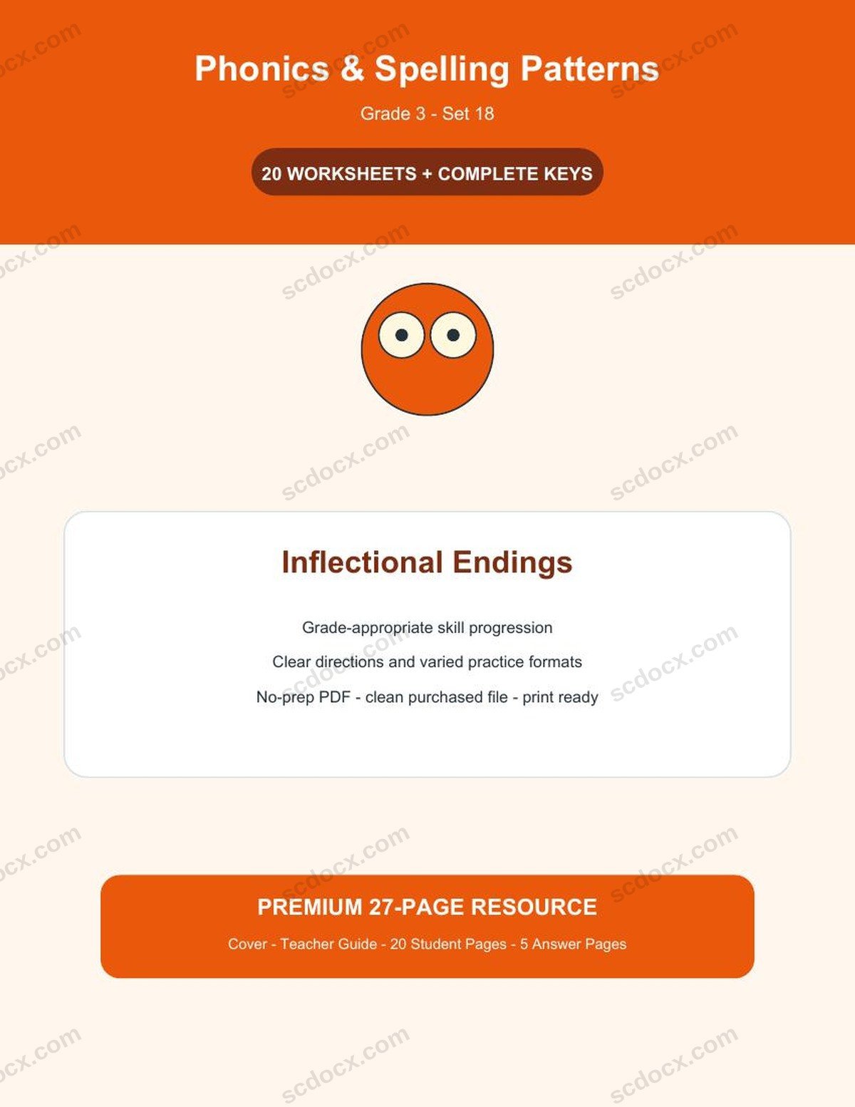 Phonics & Spelling Patterns | Grade 3 | Inflectional Endings | 20 Worksheets + Answer Keys