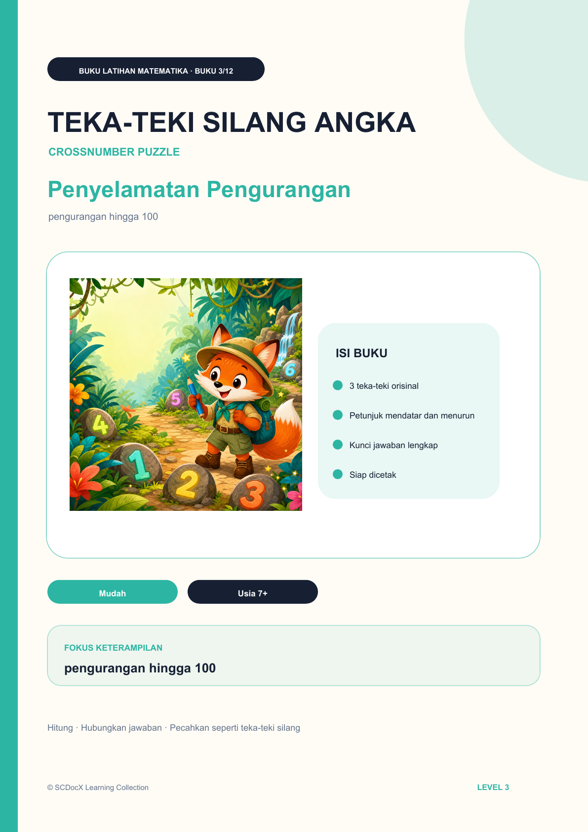Teka-Teki Silang Angka Level 3 | Penyelamatan Pengurangan dengan Jawaban