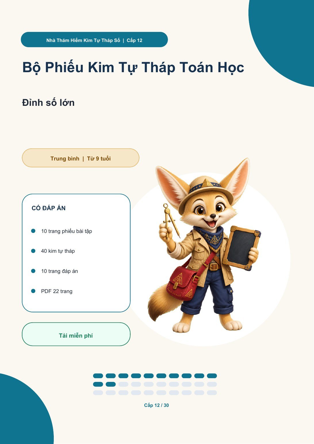 Bộ Phiếu Kim Tự Tháp Toán Học Cấp 12 | Đỉnh số lớn có đáp án (MIỄN PHÍ)