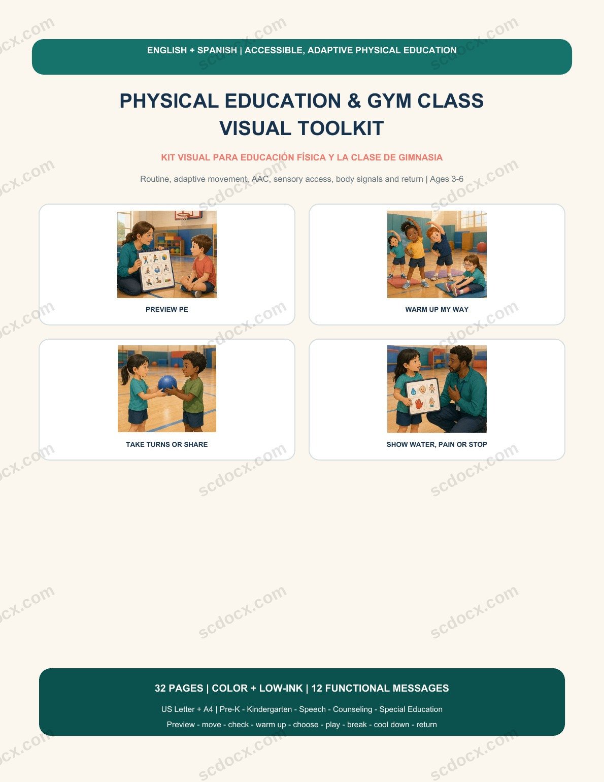 Physical Education & Gym Class Visual Toolkit | พลศึกษาและกิจกรรมในยิม 2 ภาษา 32 หน้า